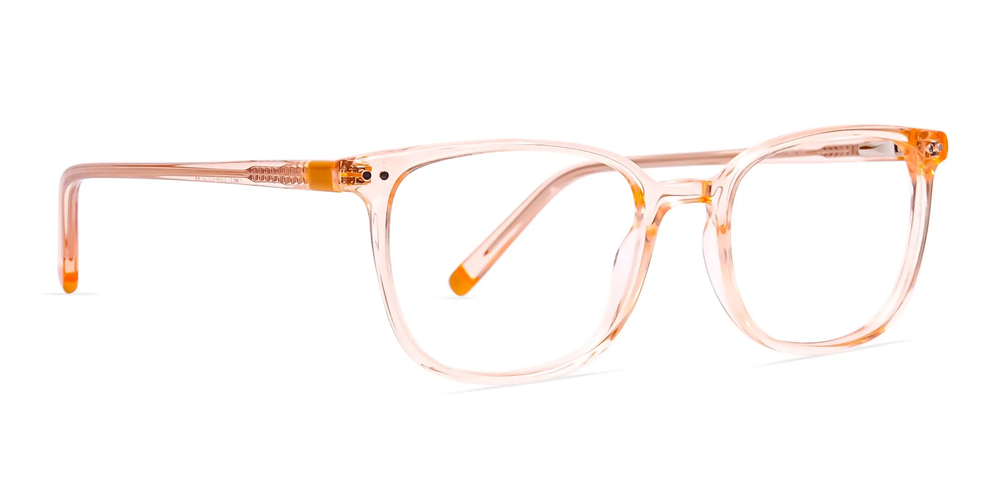 Crystal clear and Transparent Orange Rectangular Glasses Frames-2