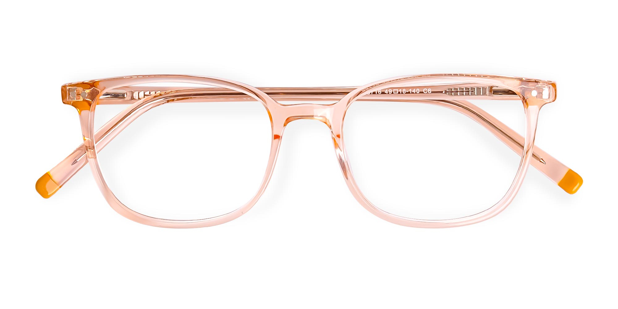 Crystal clear and Transparent Orange Rectangular Glasses Frames-1