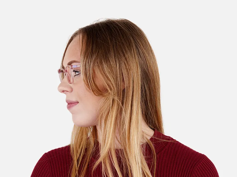 Transparent Pink Rectangular Glasses frames-2