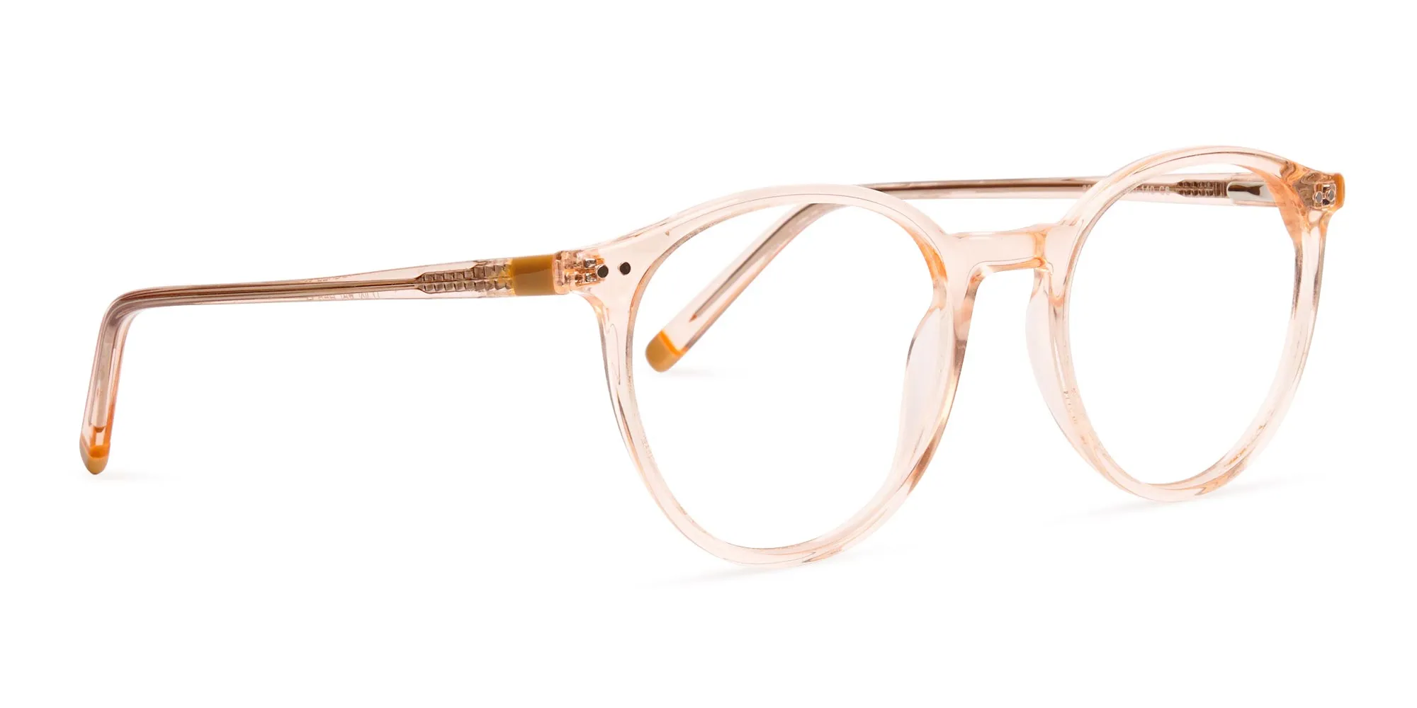 transparent and crystal clear orange round glasses frames-2