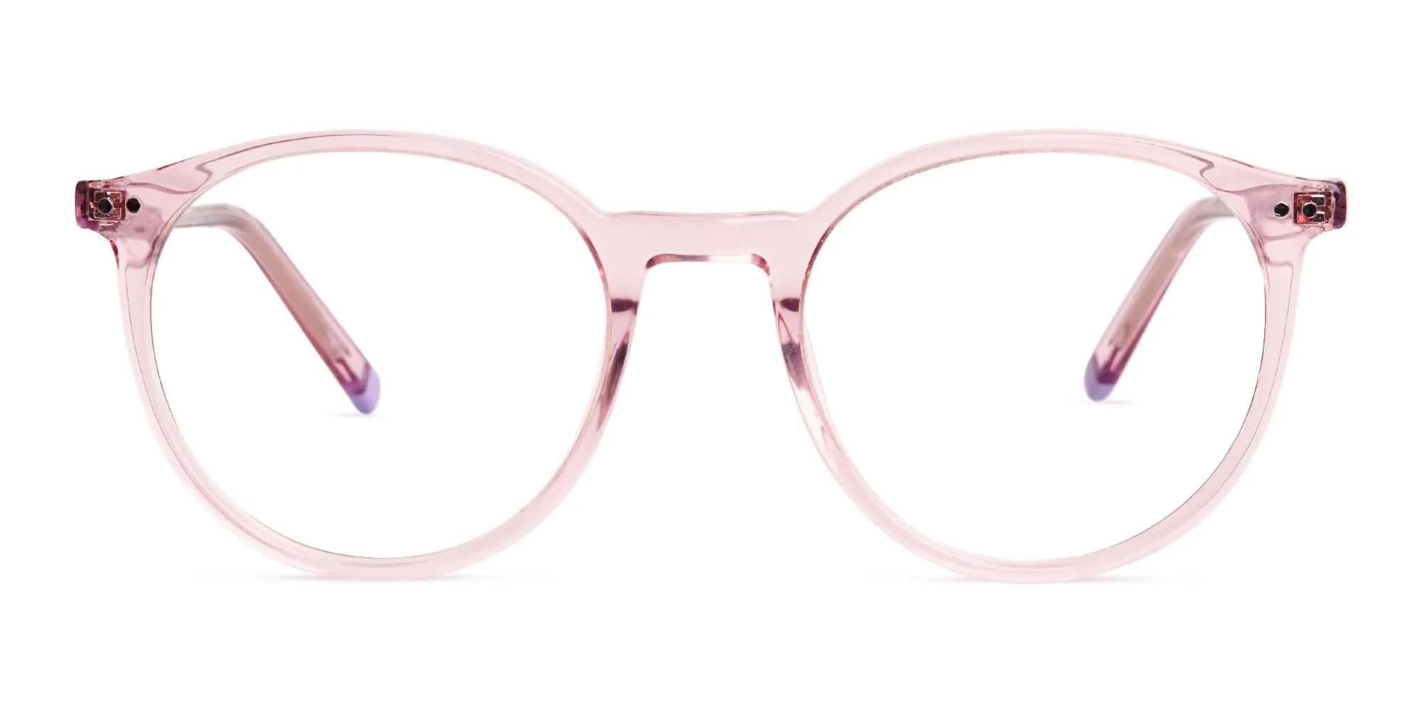 transparent or crystal clear blossome and nude pink round glasses frames-2