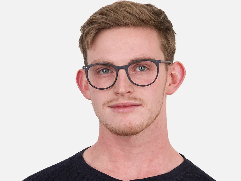 Matte Black Designer Round Eyeglasses Unisex-2