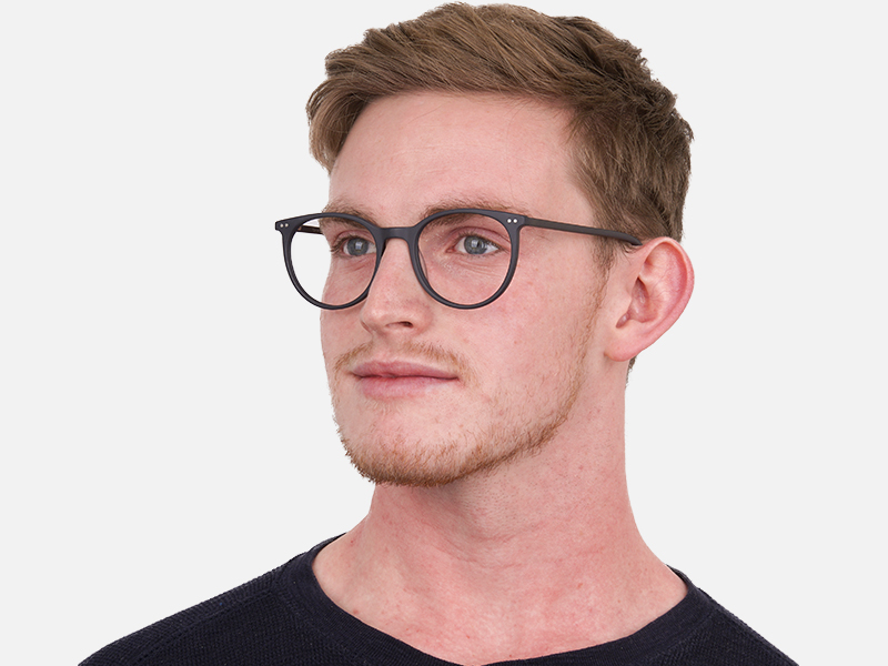 Matte Black Designer Round Eyeglasses Unisex-1