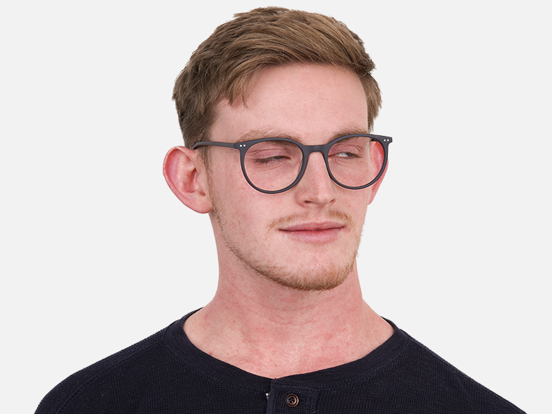 Matte Black Designer Round Eyeglasses Unisex-1
