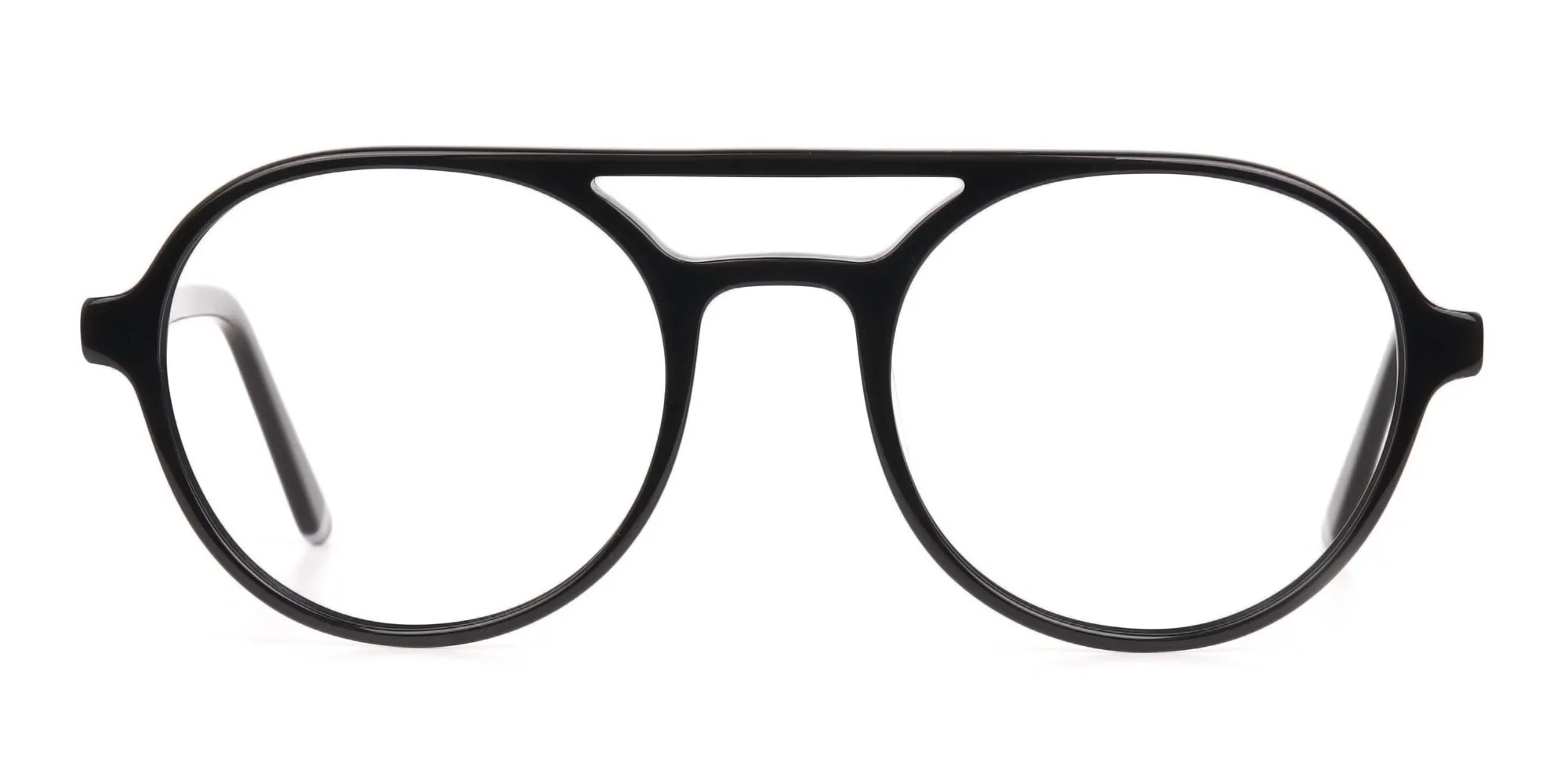 Black Double Bridge Designer Glasses Frame Unisex-2