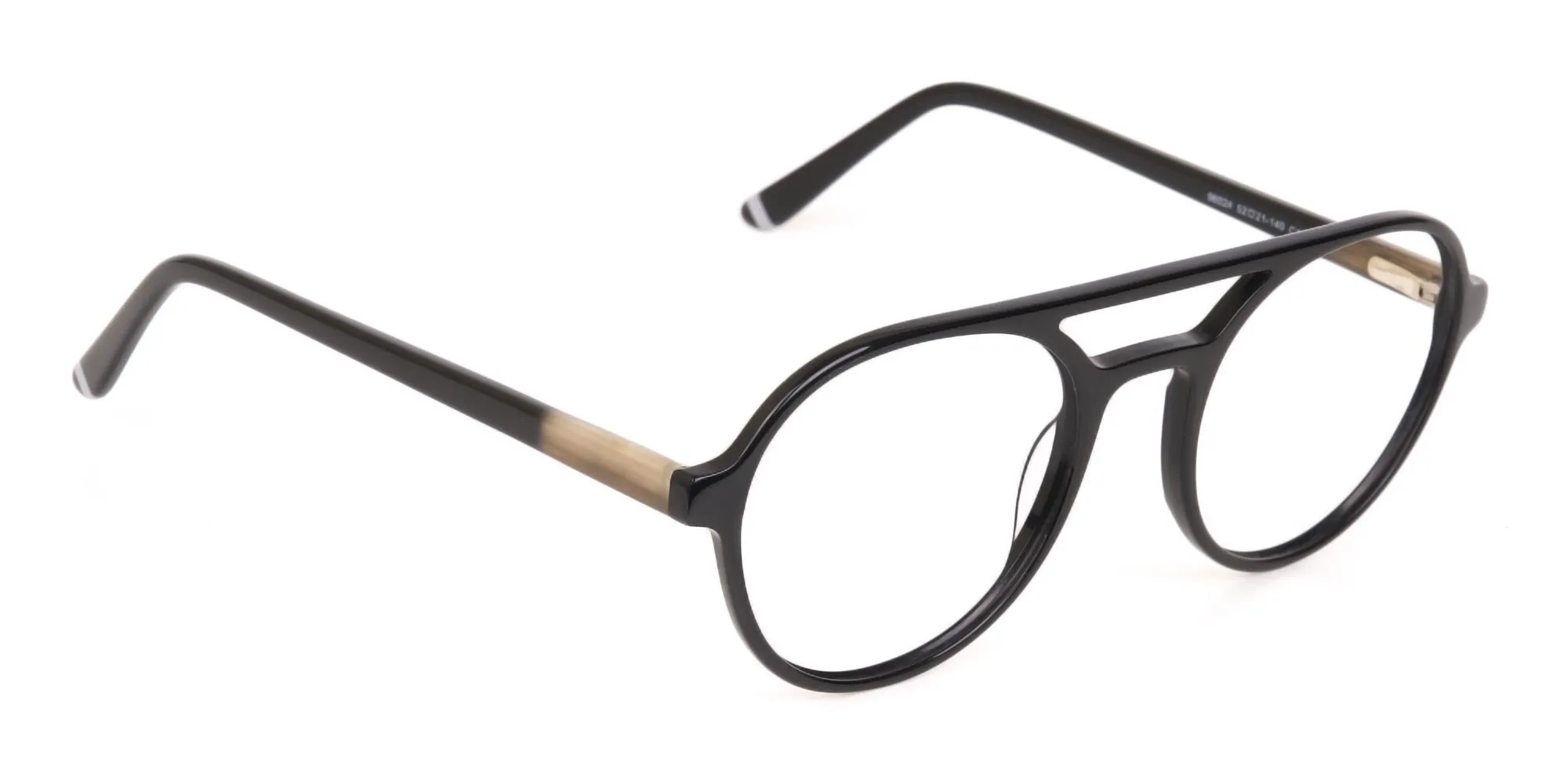 Black Double Bridge Designer Glasses Frame Unisex-2