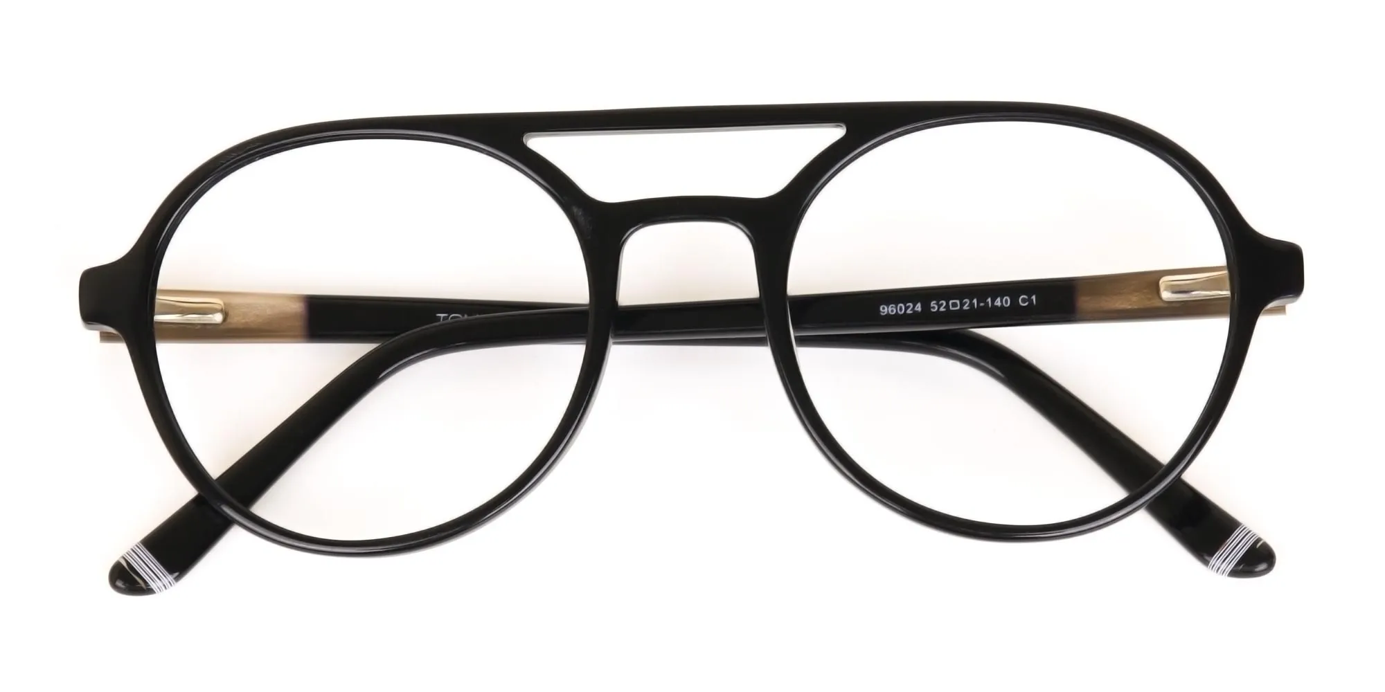 Black Double Bridge Designer Glasses Frame Unisex-2