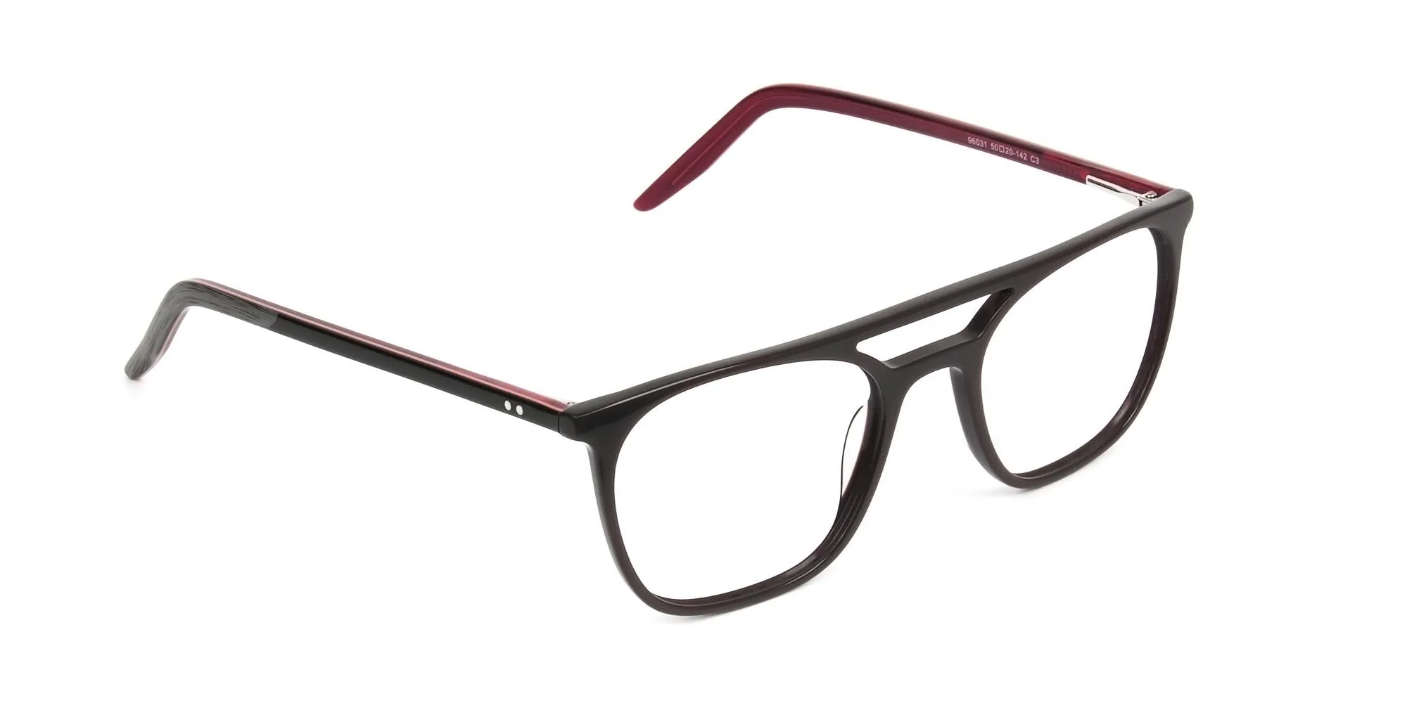 Dark Brown & Red Pilot Spectacles  - 2