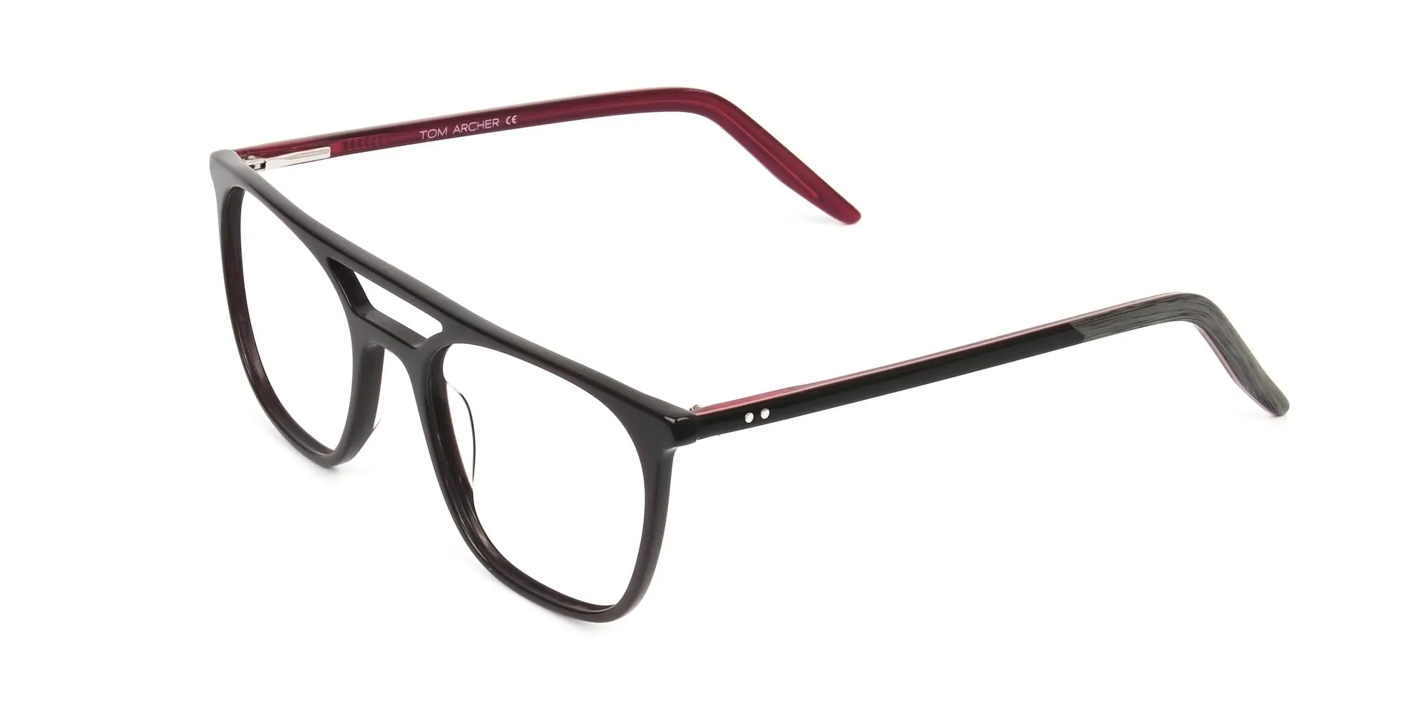 Dark Brown & Red Pilot Spectacles  - 2