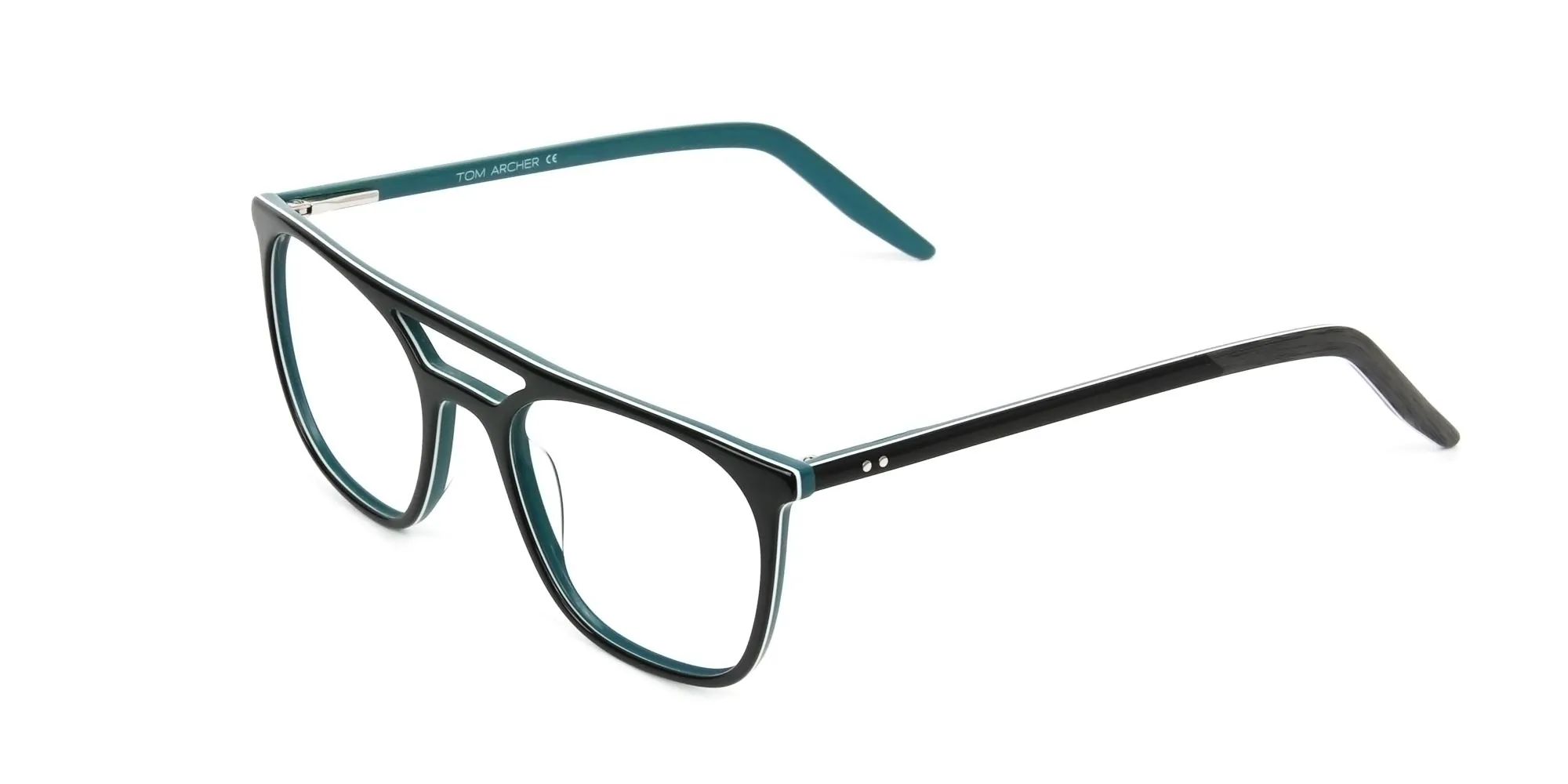 Black & Teal Pilot Spectacles - 2