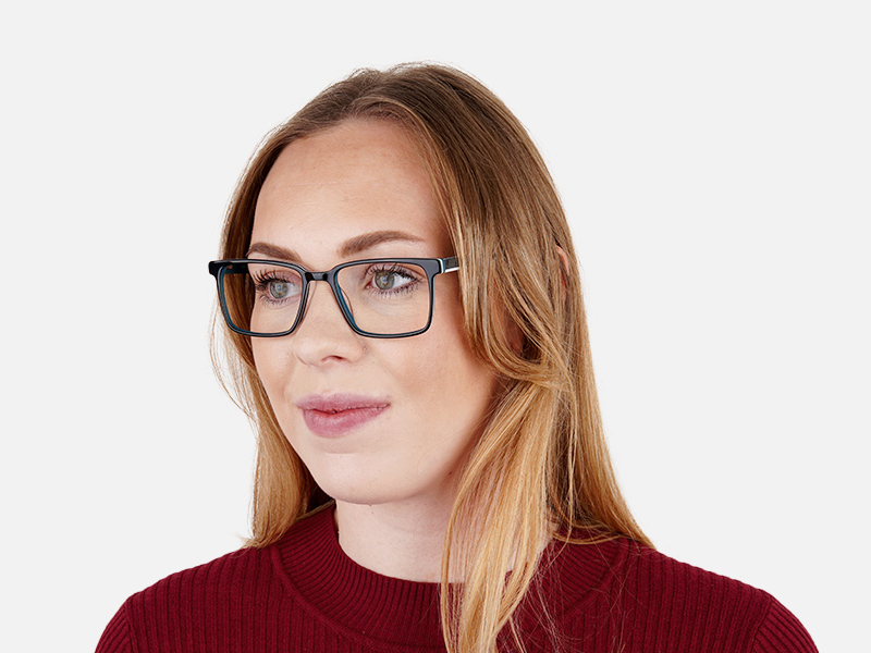 Black and Teal Designer Rectangular Glasses frames-1