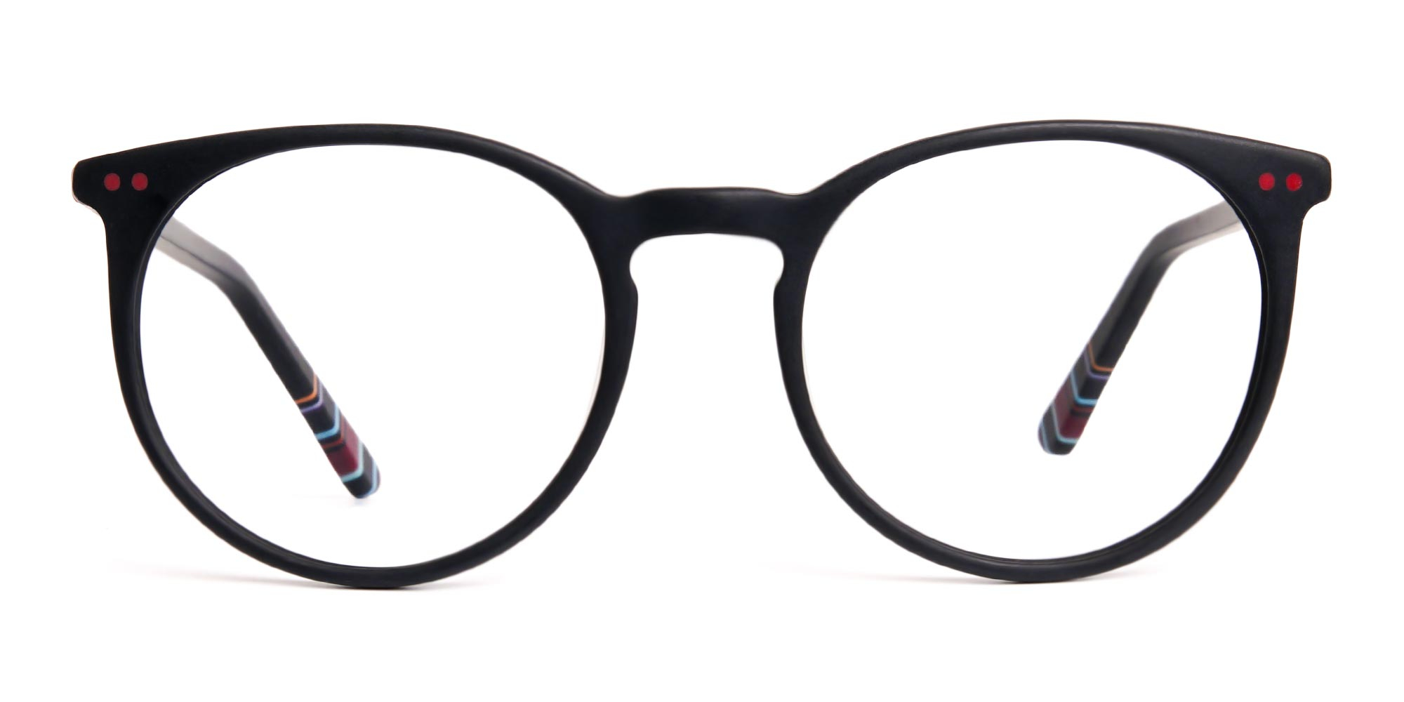 Matte Black Designer Round Glasses frames-1