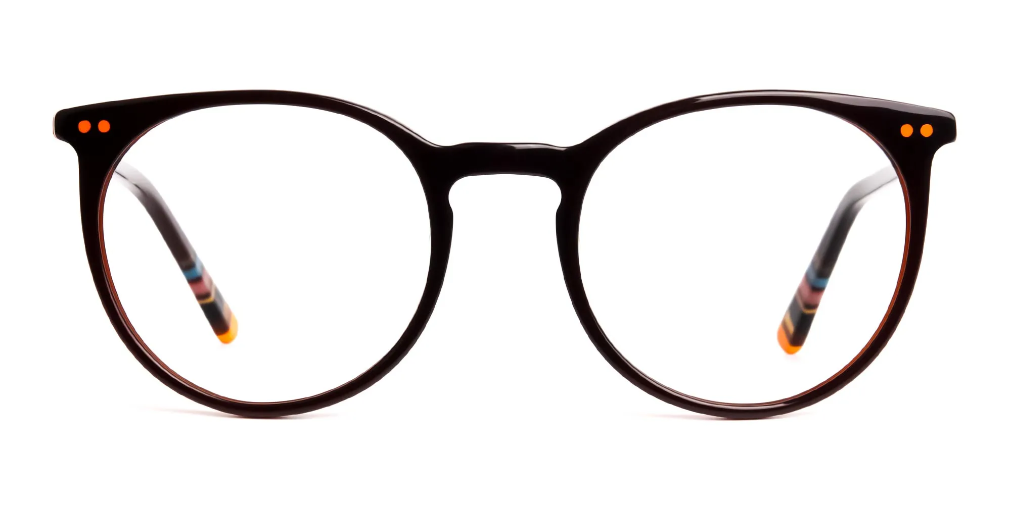 Dark Light Brown Designer Round Glasses frames-2
