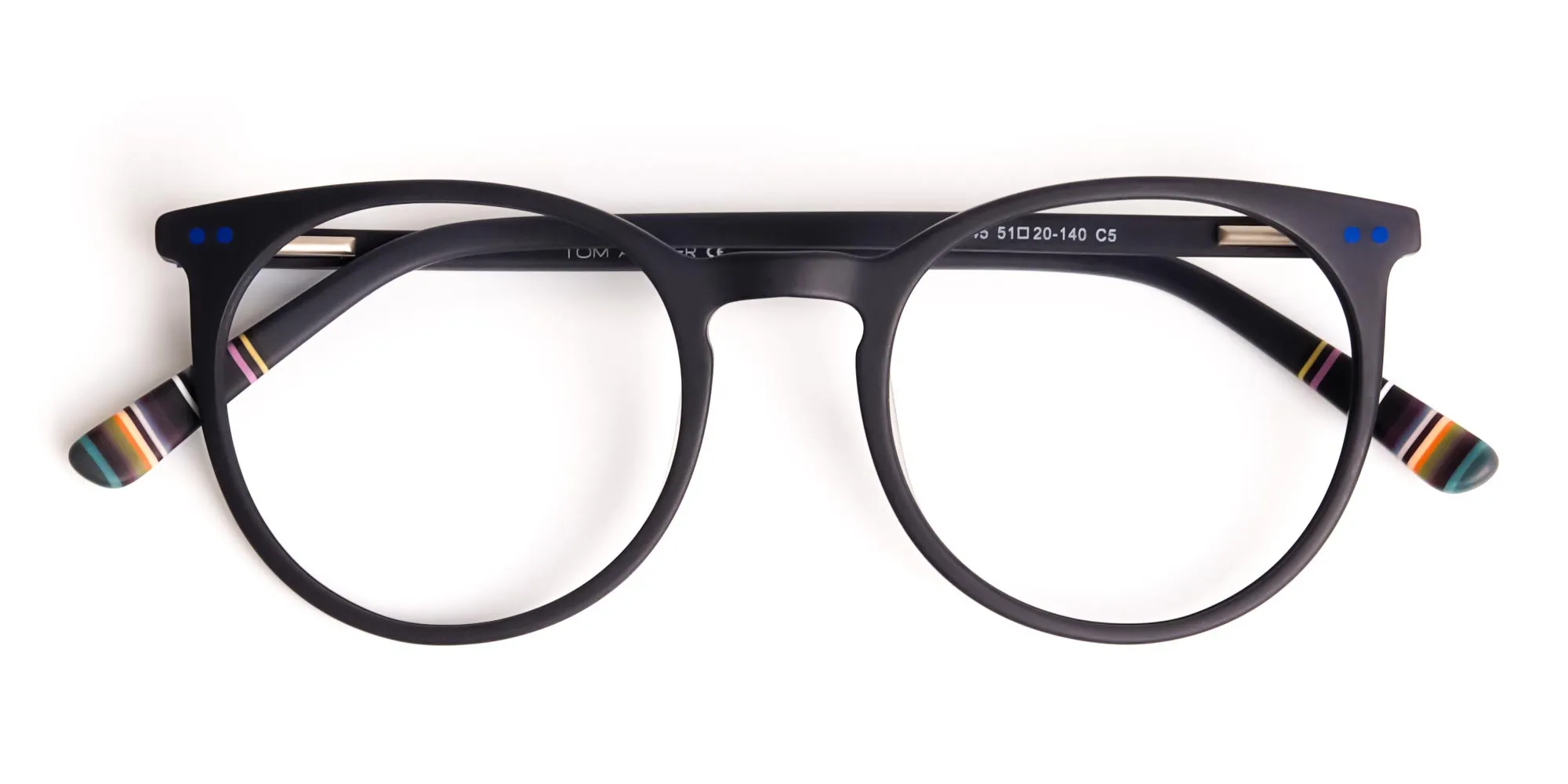matte black indigo blue designer round glasses frames-2