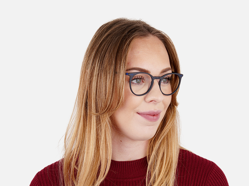 matte black indigo blue designer round glasses frames-1