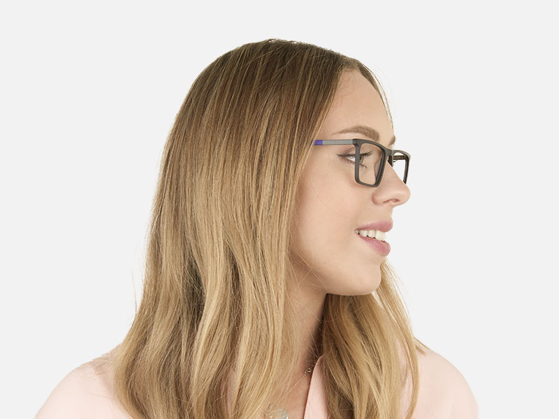 Black & Blue Rectangular Glasses - 1