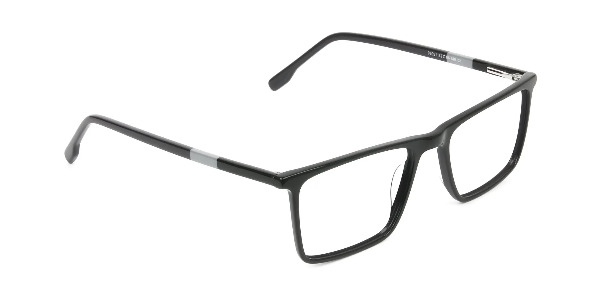 Unisex Black Rectangular Glasses - 2