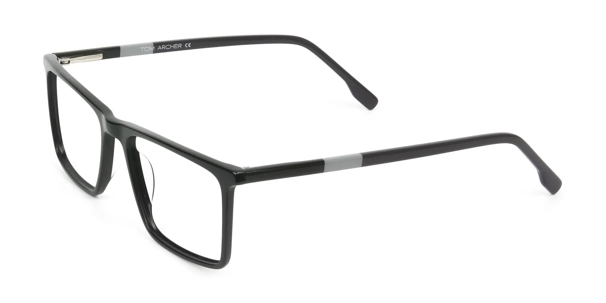 Unisex Black Rectangular Glasses - 2