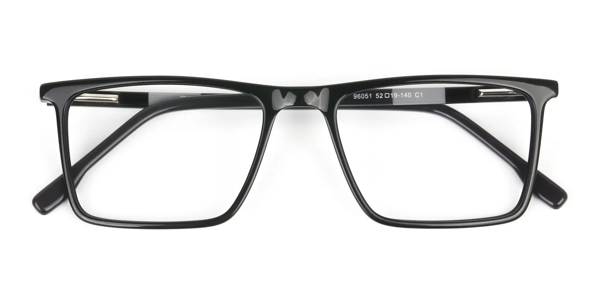 Unisex Black Rectangular Glasses - 2