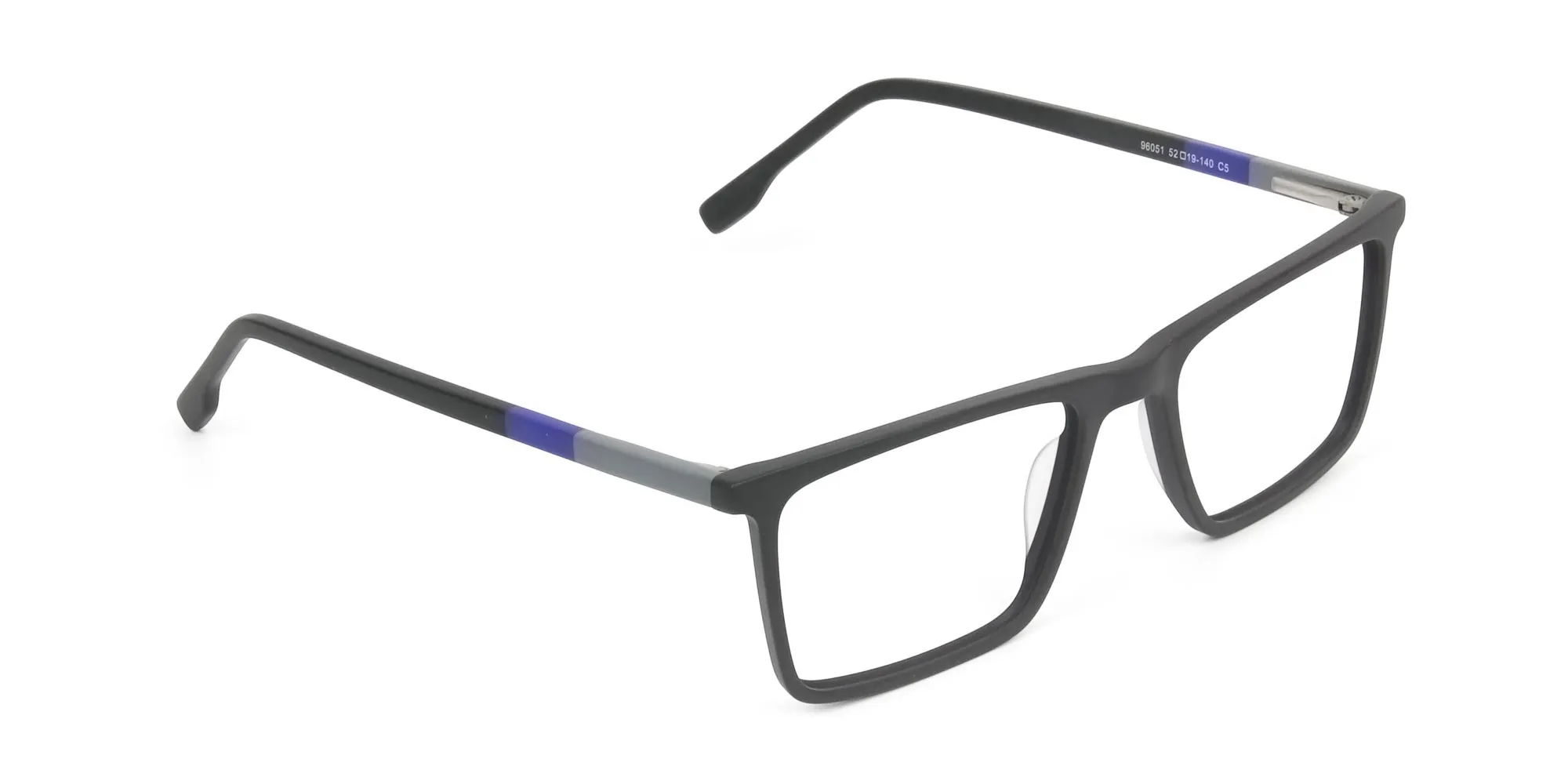 Black & Blue Rectangular Glasses - 2