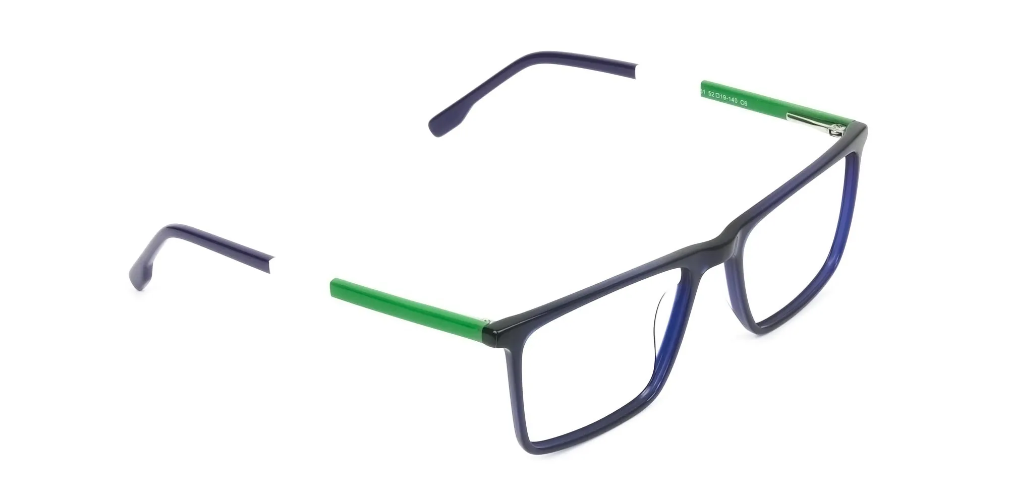 Blue & Green Rectangular Glasses - 2