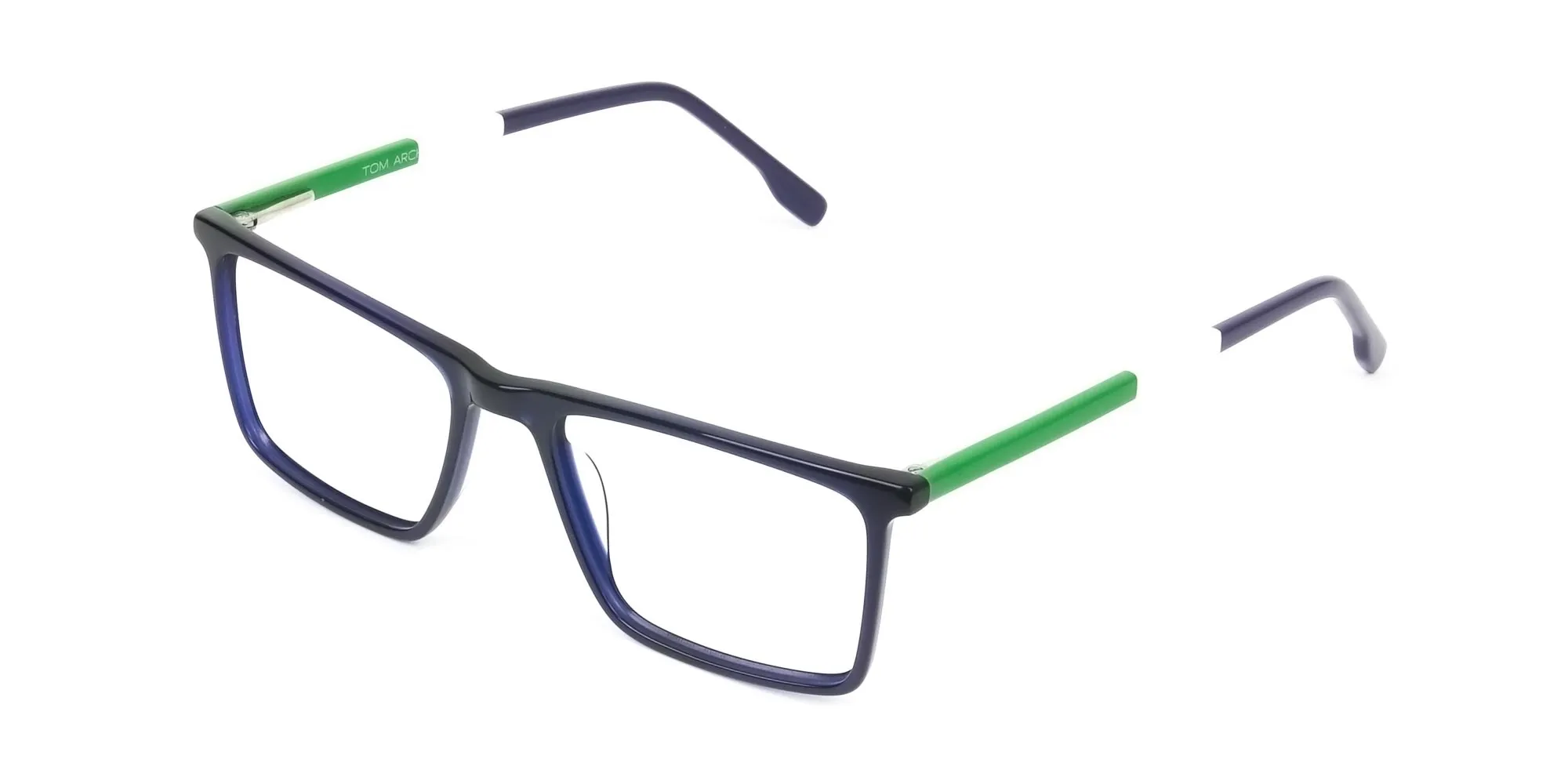 Blue & Green Rectangular Glasses - 2