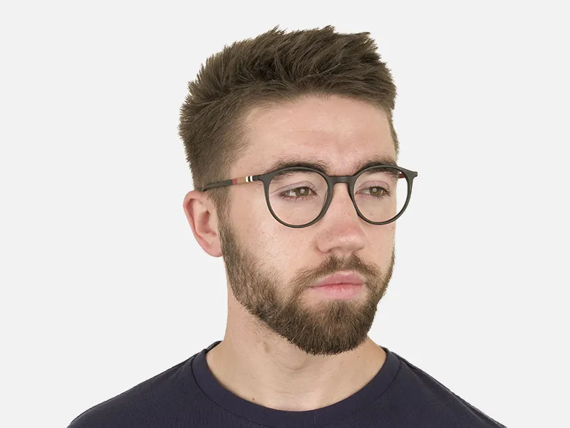 Designer Matte Black Acetate Eyeglasses in Round - 2
