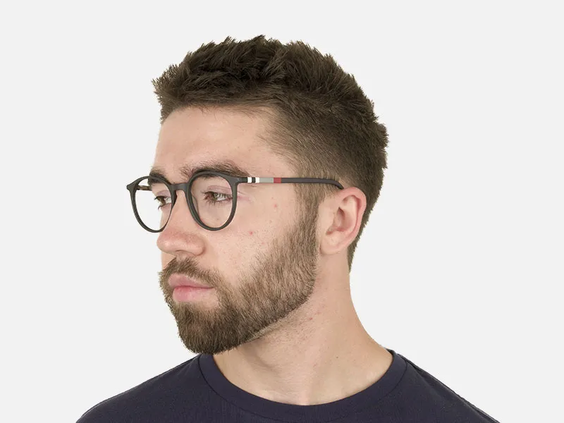 Designer Matte Black & Silver Grey Eyeglasses - 2