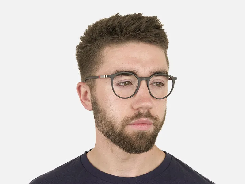 Designer Matte Black & Silver Grey Eyeglasses - 2