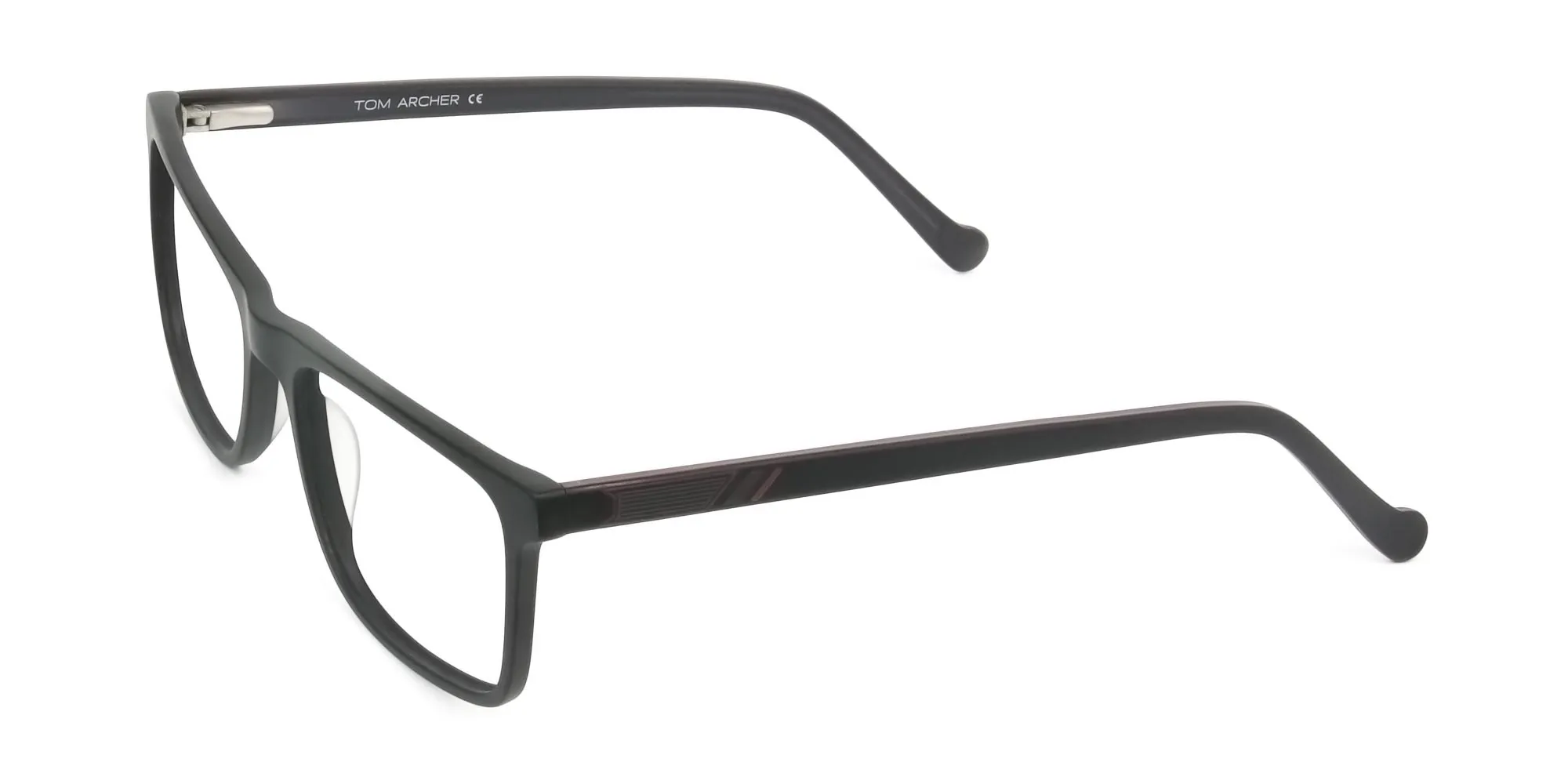 Round Temple Tip Matte Black Eyeglasses Rectangular - 2