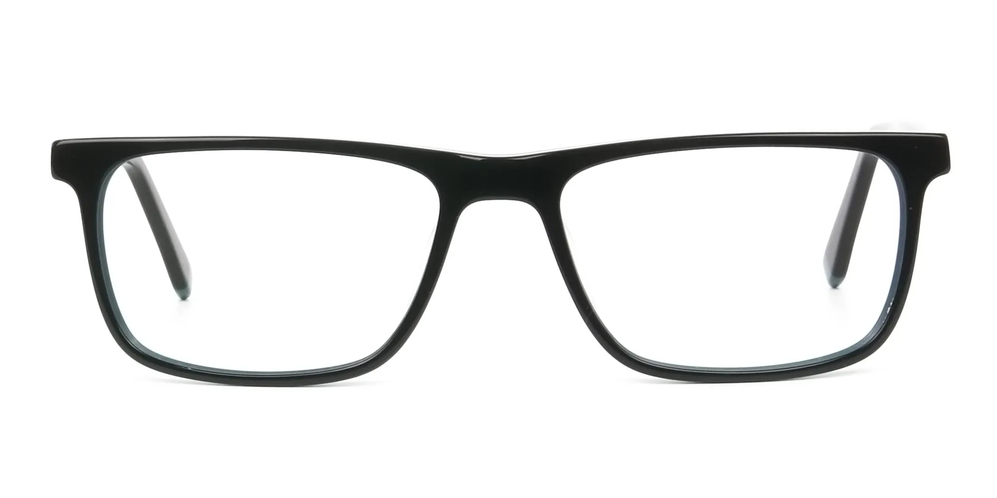 Black and Dark Green Temple Tips Glasses in Rectangular - 2