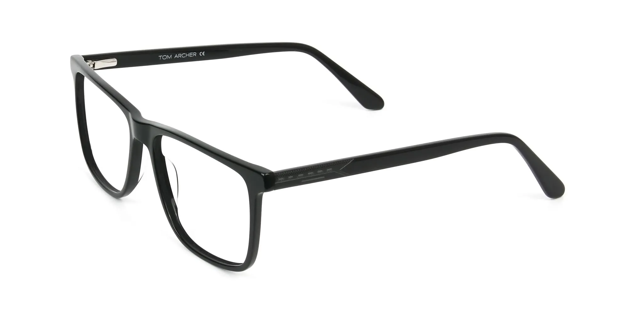 Black & Grey Rectangular Glasses in Acetate - 2