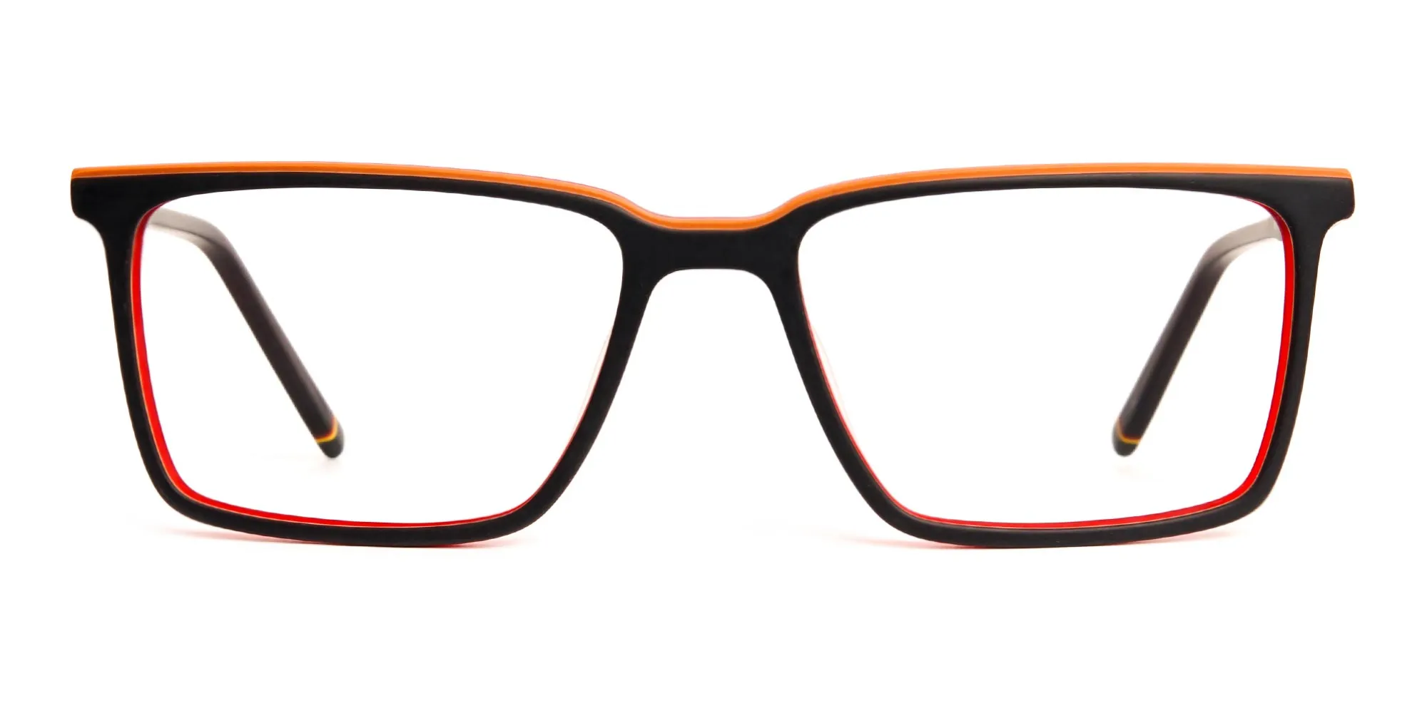 black and orange rectangular full rim glasses frames-2
