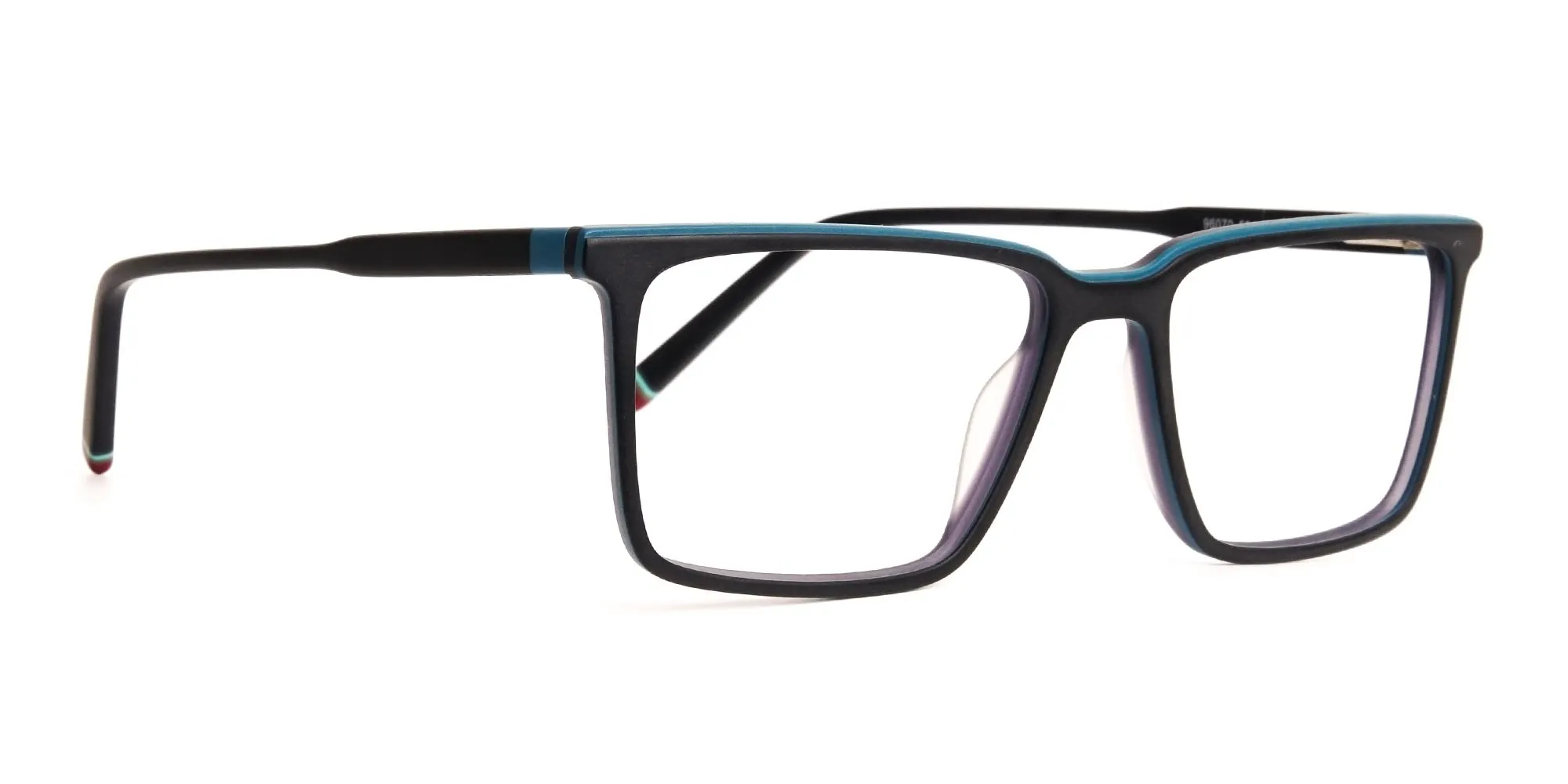 black and teal rectangular glasses frames-1