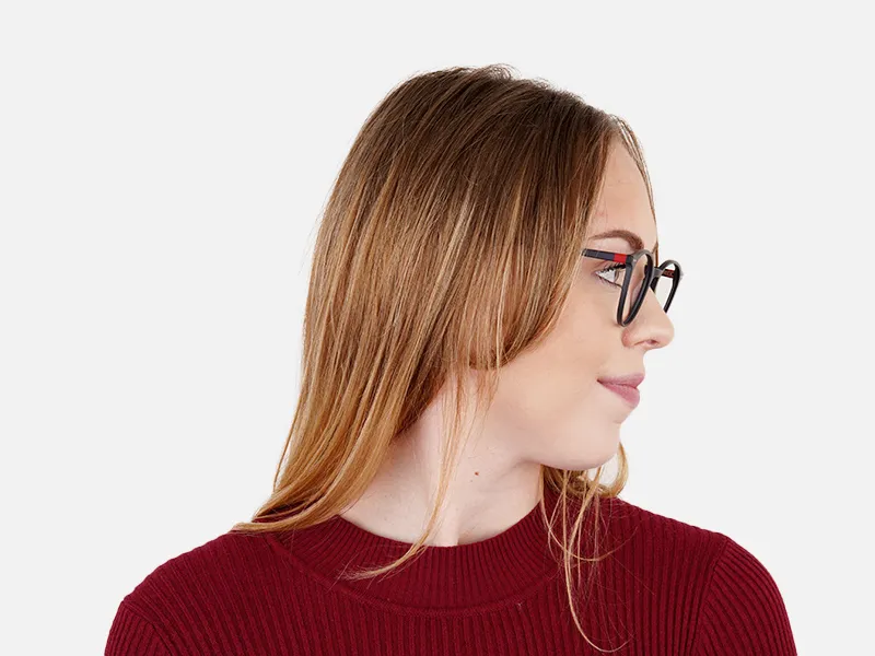matte black and red round glasses frames-2