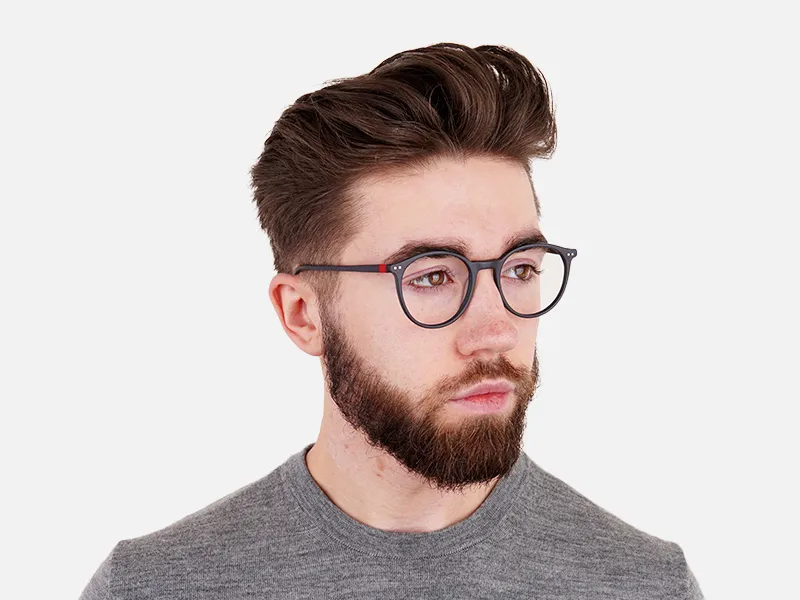 matte black and red round glasses frames-2
