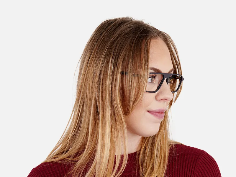 Matte Grey Rectangular Full Rim Glasses frames-2