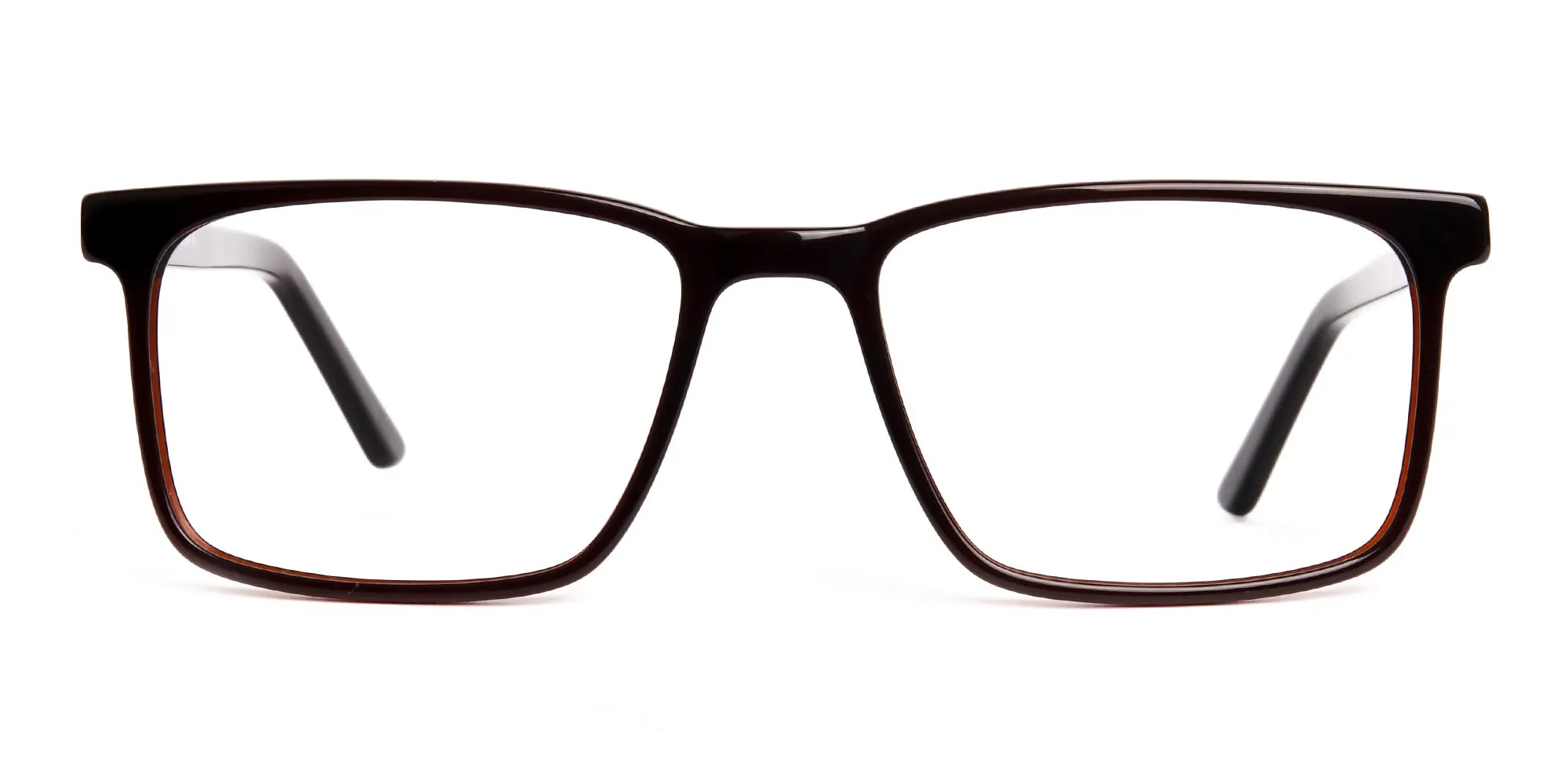 designer dark brown rectangular glasses frames