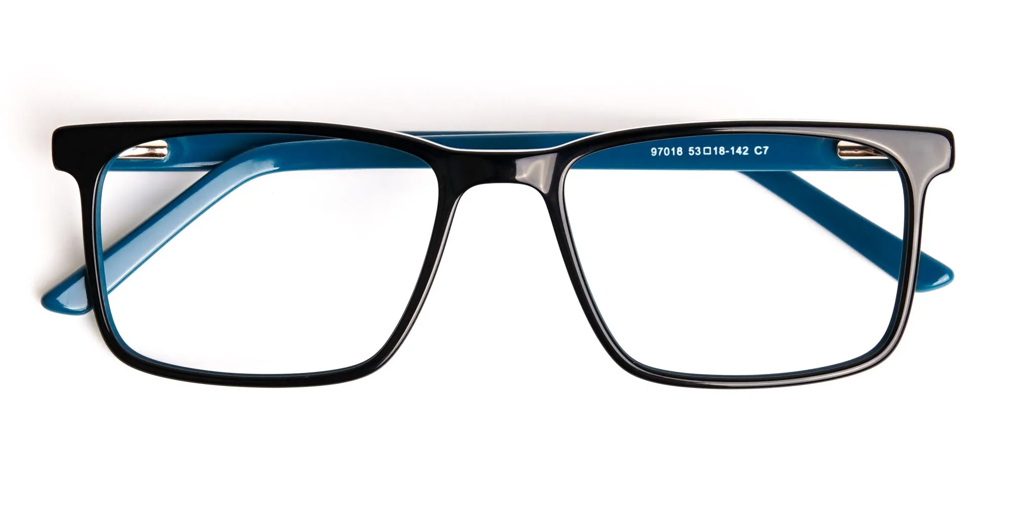 designer Black and teal rectangular glasses frames-2
