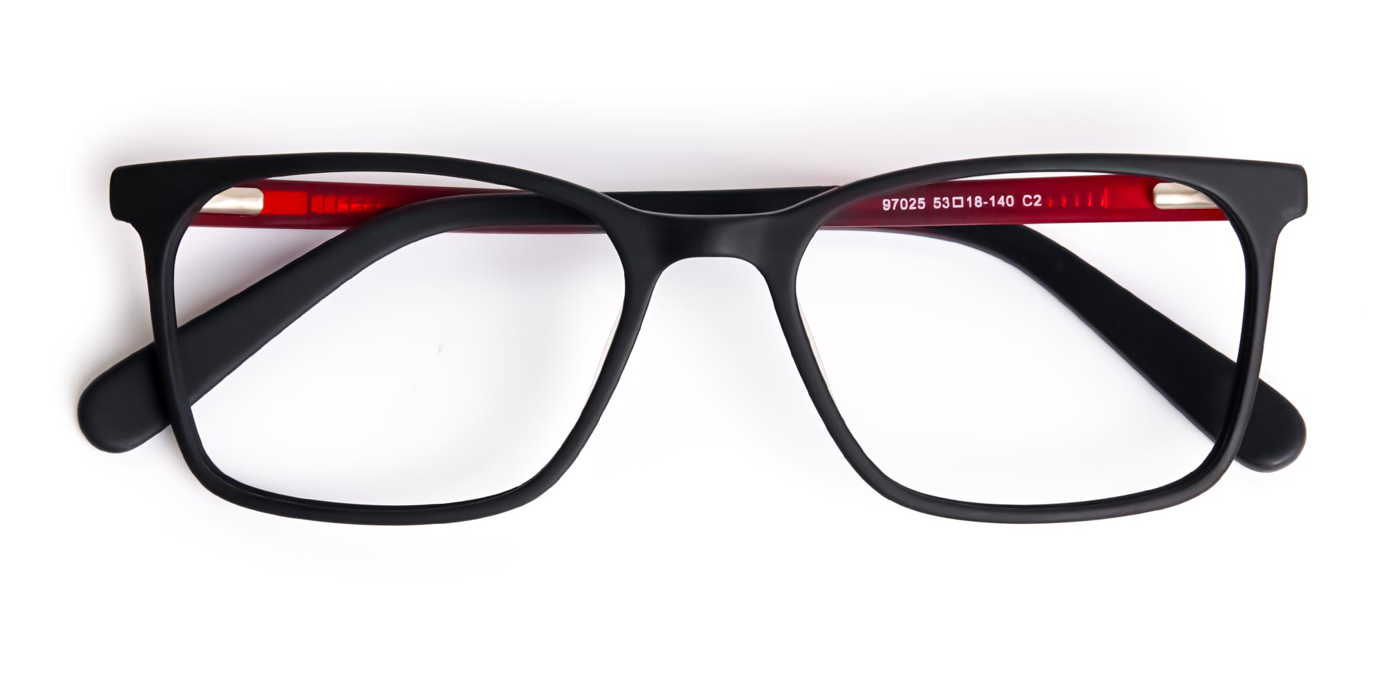 matte grey and red rectangular glasses frames-1