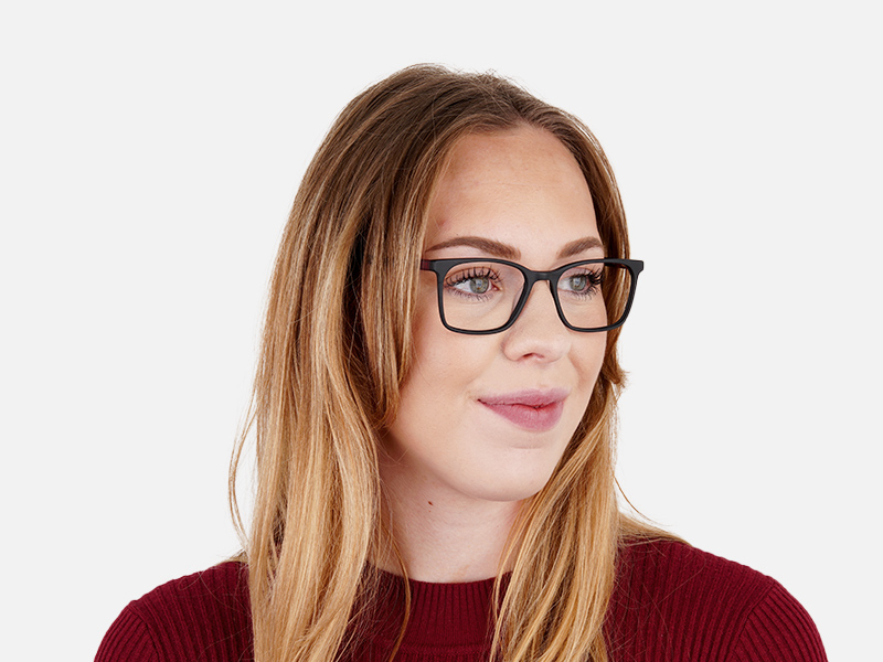 matte grey and red rectangular glasses frames-1