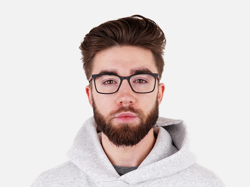 matte grey and red rectangular glasses frames-1