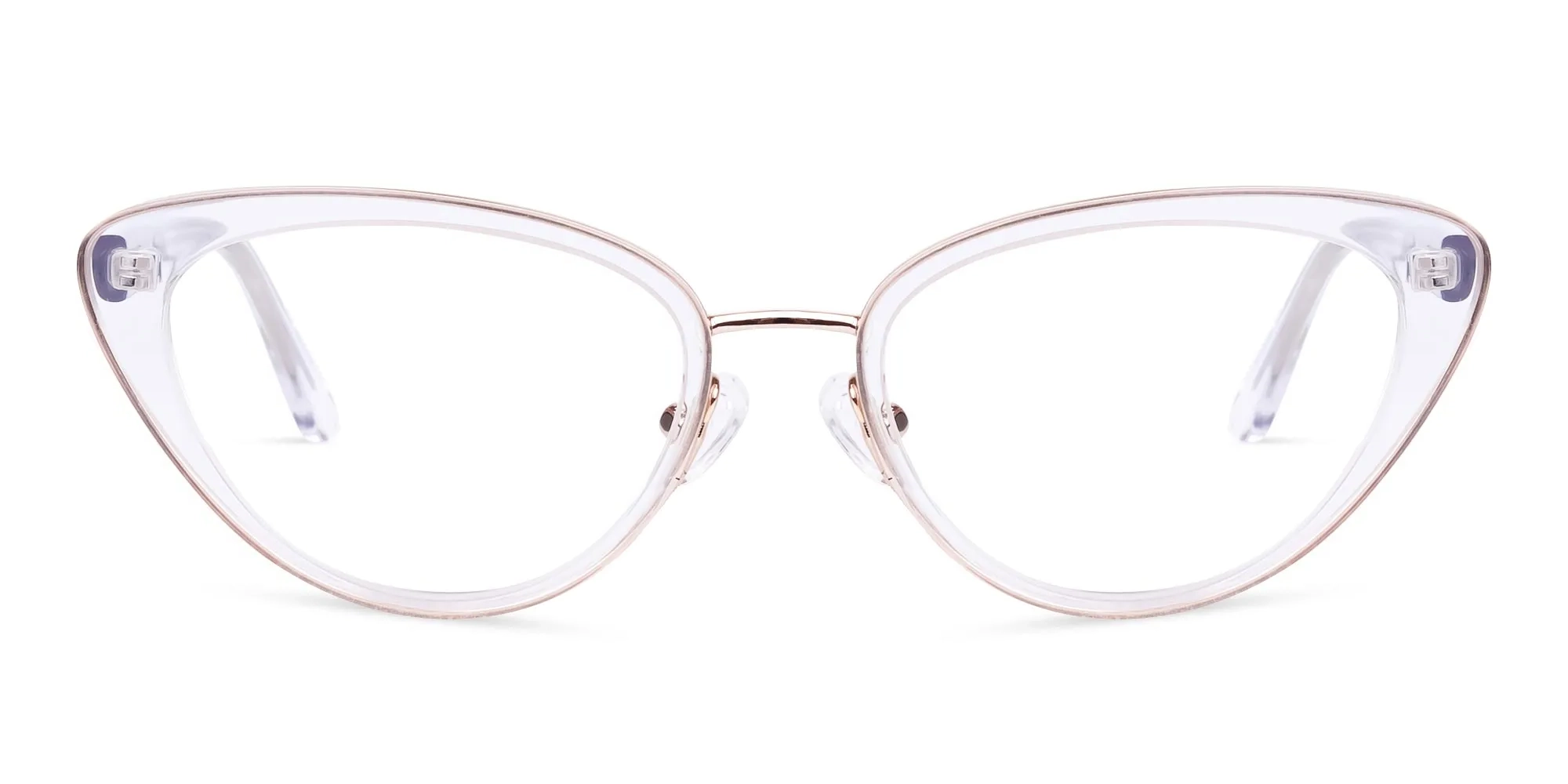 Crystal Clear Gold Cat Eye Glasses-1