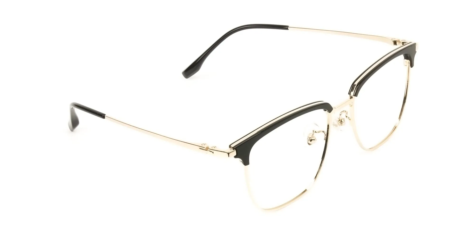 Square Black & Gold Browline Glasses - 2