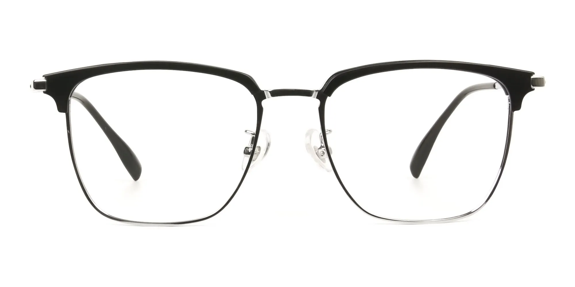 Wayfarer Black & Silver Browline Glasses - 2