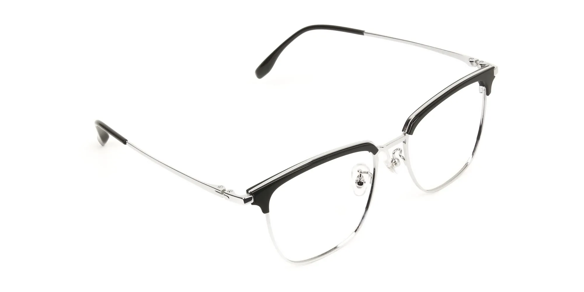 Wayfarer Black & Silver Browline Glasses - 2