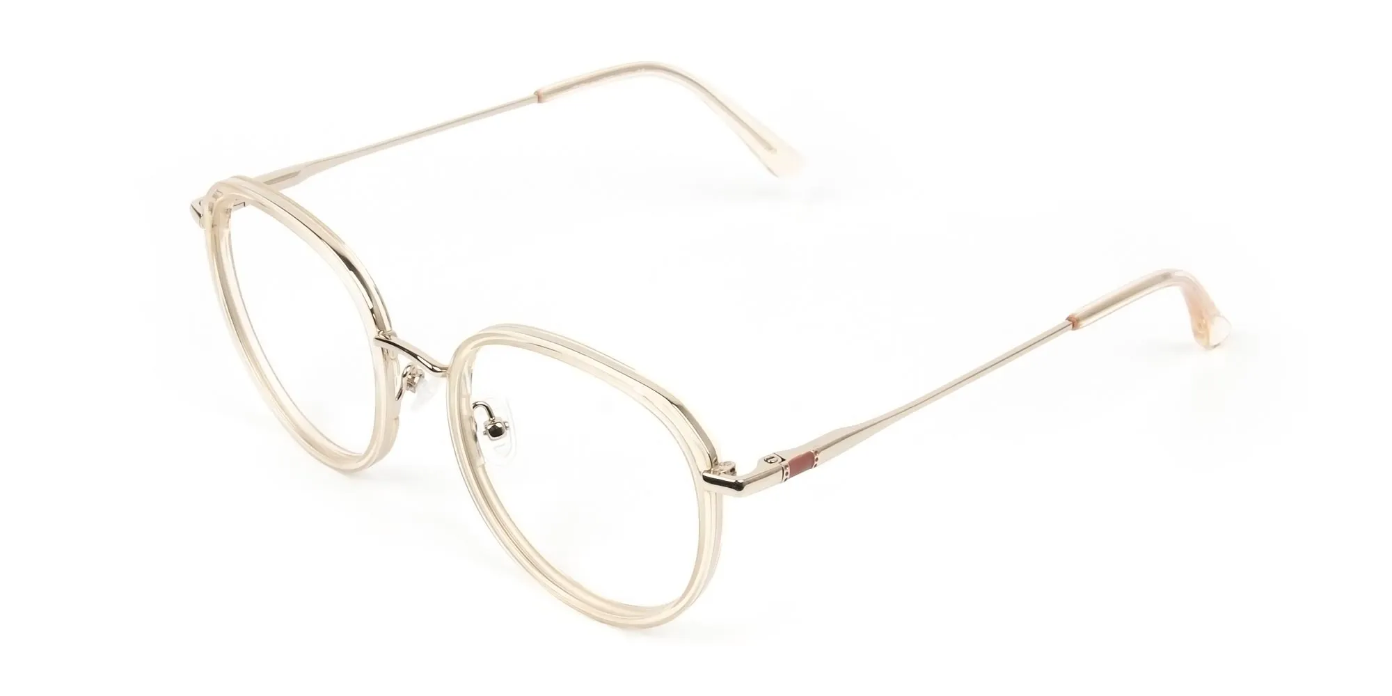 Rose Gold Thick Metal Round  Glasses - 1