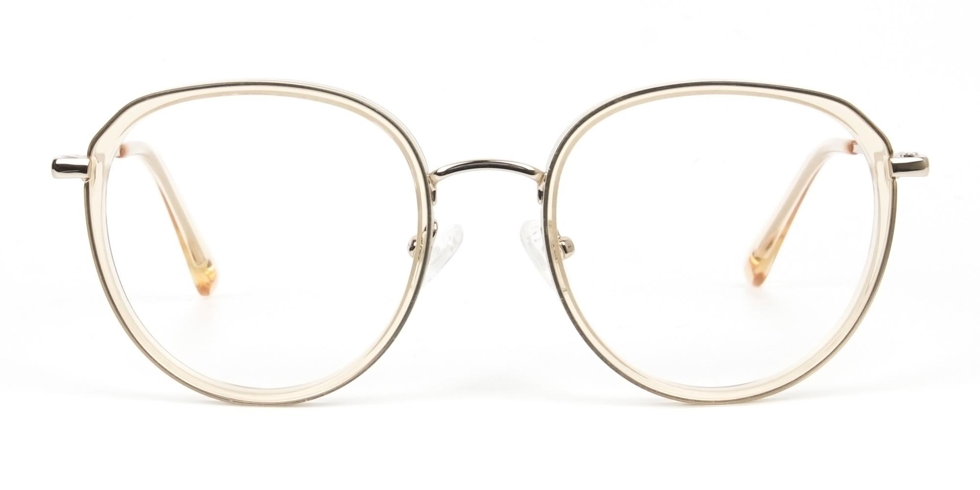 Rose Gold Thick Metal Round Glasses