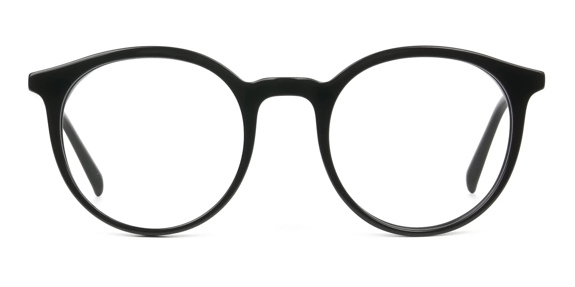 Black Thin frame glasses in Round - 2