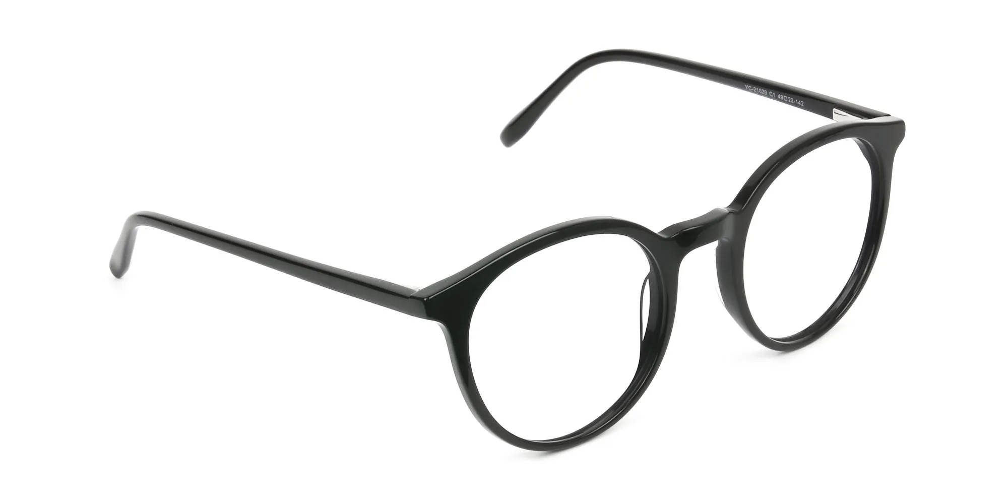 Black Thin frame glasses in Round - 2